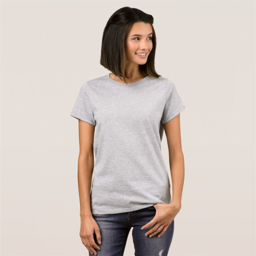 Basic Cotton Crew Women's Tee Shirt - Heather Gray size Medium